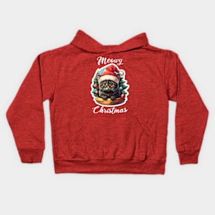 Meowy Christmas, Christmas Cat, Cute Kitty, Adorable Kitten, Funny Christmas Kids Hoodie